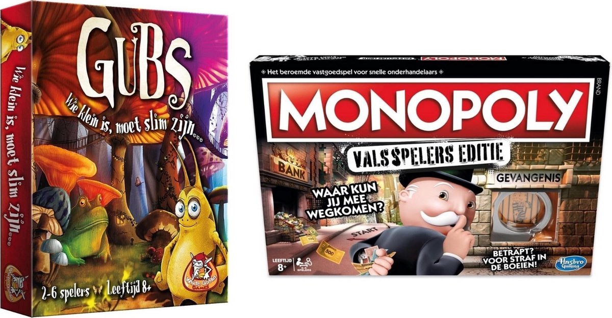 Spellenset - 2 Stuks - Kaartspel - Gubs & Monopoly Valsspelerseditie