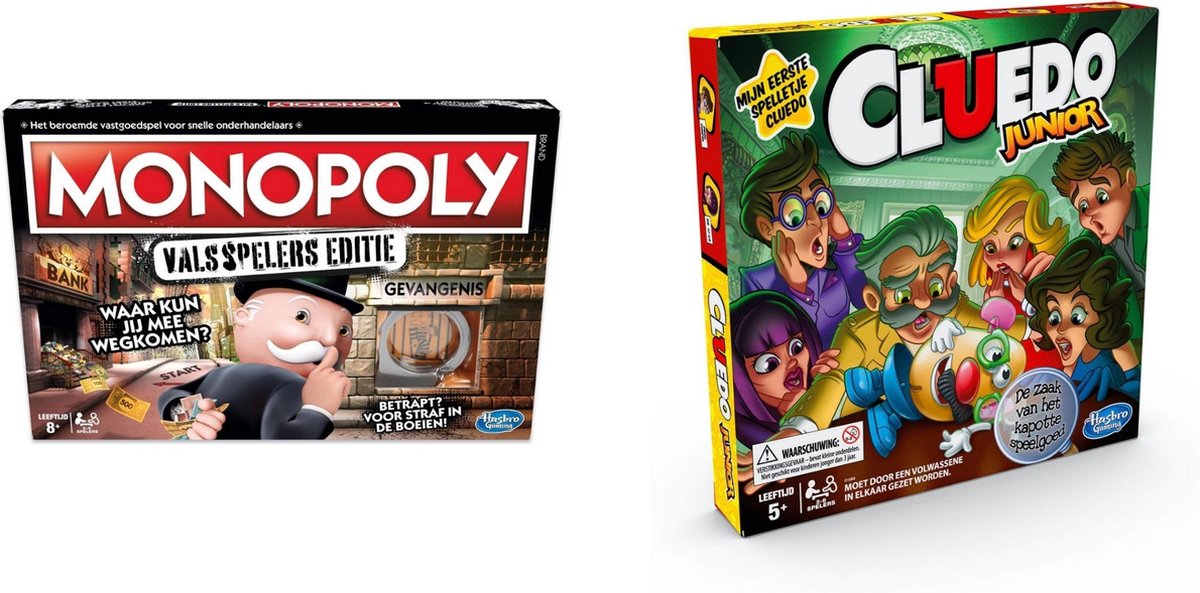 Spellenset - Bordspel - 2 Stuks - Monopoli Valsspelerseditie & Cluedo Junior