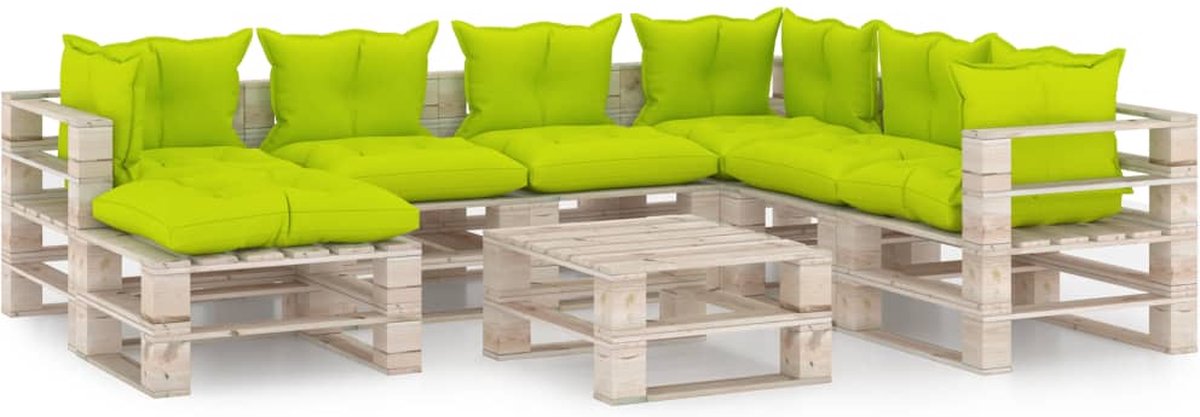 Vidaxl 8-delige Loungeset Met Kussens Pallet Grenenhout - Groen