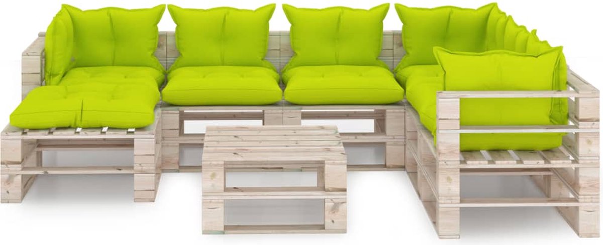 Vidaxl 8-delige Loungeset Met Kussens Pallet Grenenhout - Groen