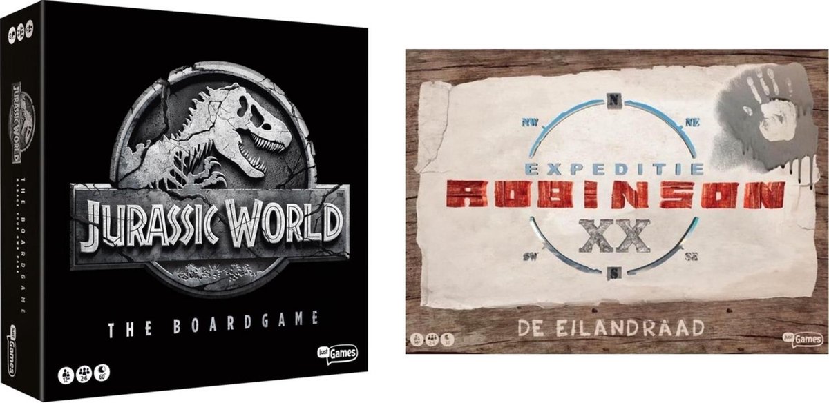 Spellenset - 2 Stuks - Jurassic World The Boardgame & Expeditie Robinson De Eilandraad