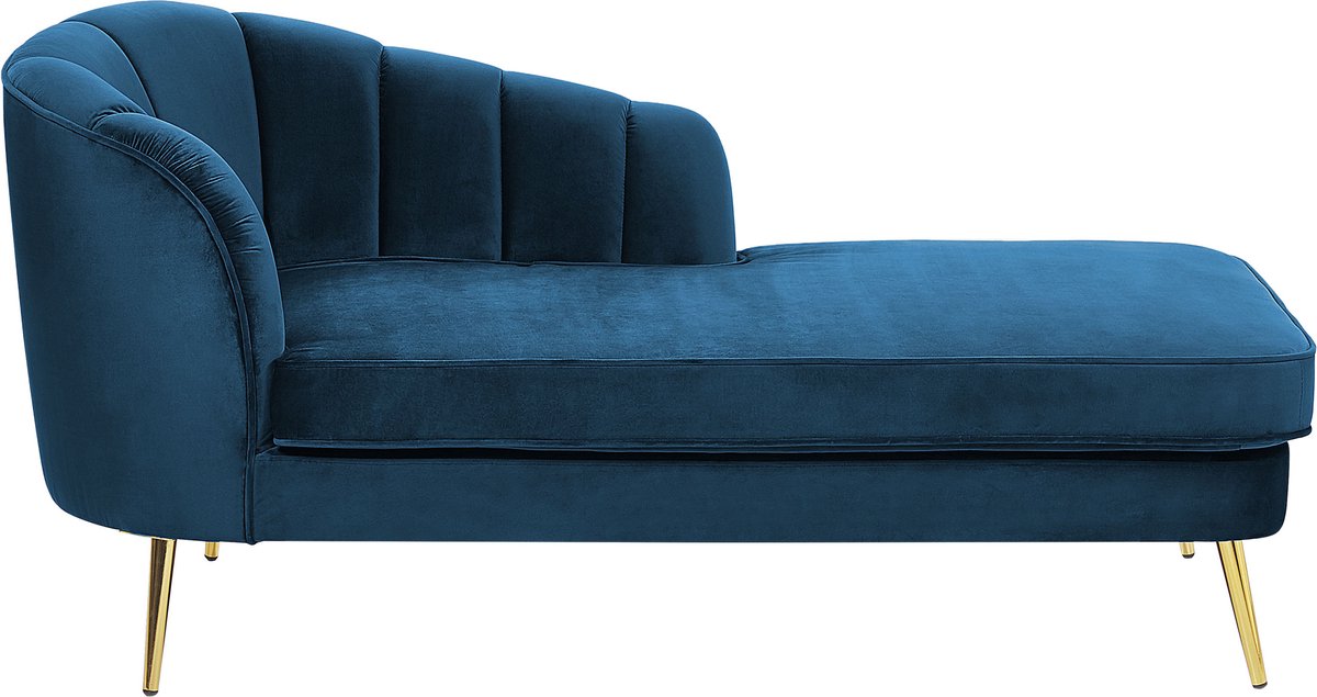 Beliani Allier - Chaise Longue--fluweel - Blauw
