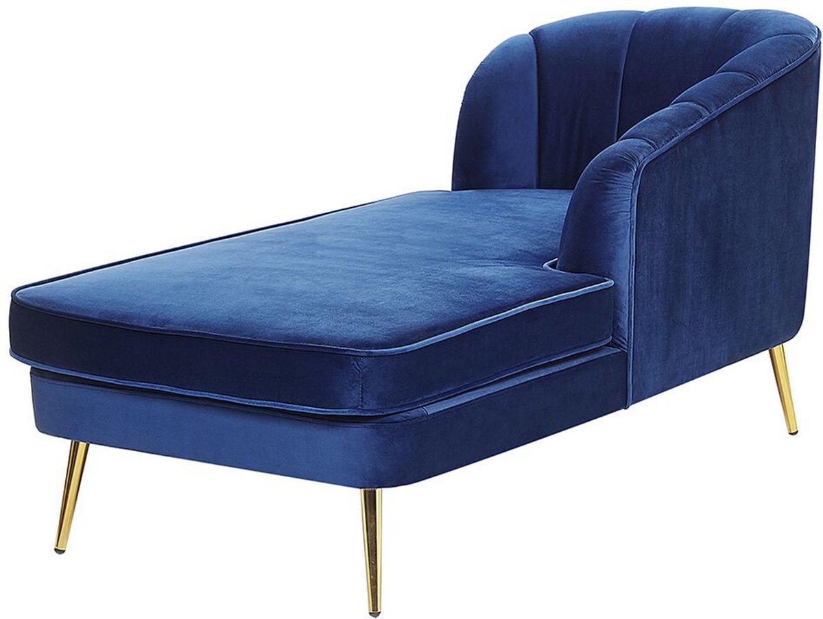 Beliani Allier - Chaise Longue--fluweel - Blauw