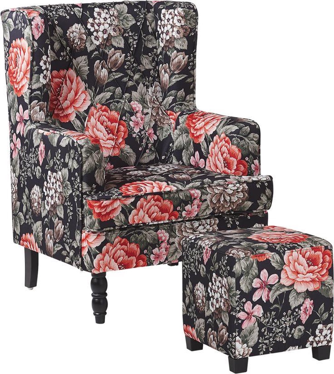 Beliani Sandset - Fauteuil Met Hocker--polyester - Negro