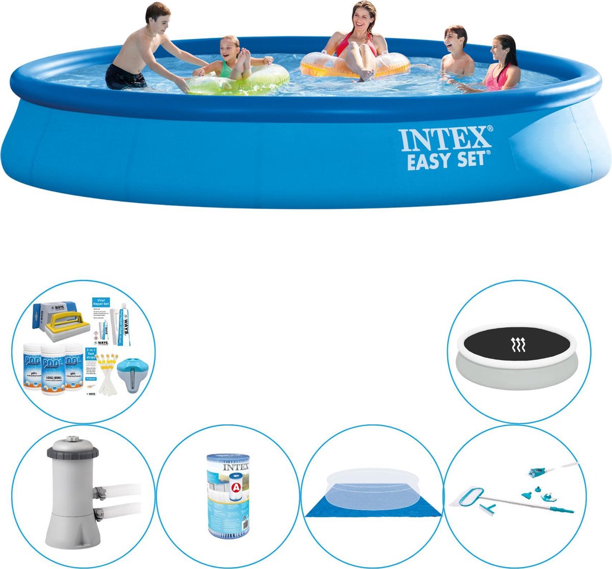 Intex Zwembad Combinatie Pakket - Easy Set Rond 457x84 Cm - Blauw