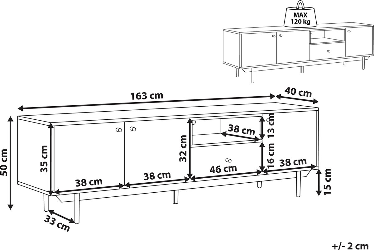 Beliani Itaca - Tv-meubel-lichte Houtkleur-vezelplaat - Bruin