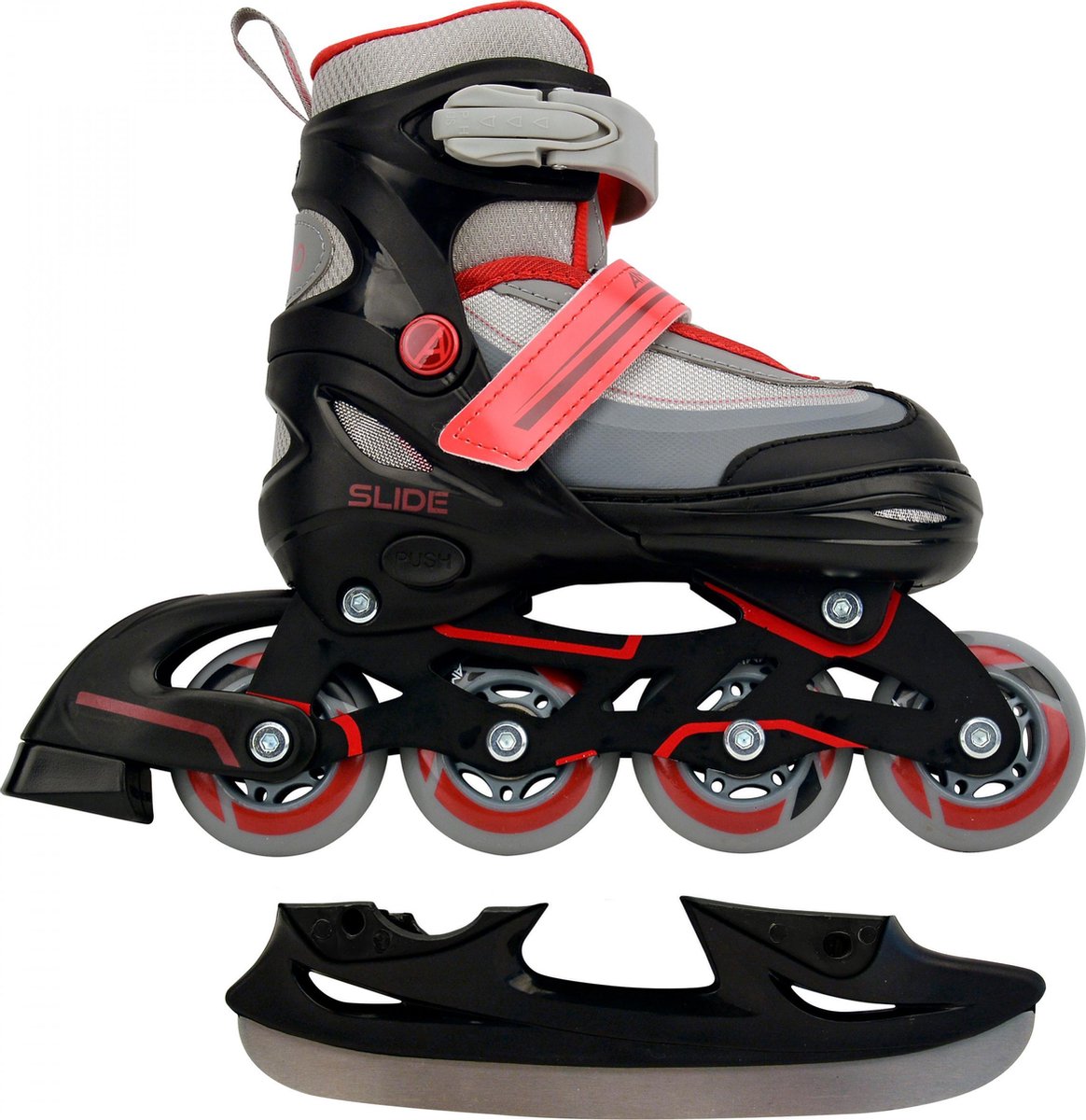 Amigo Skates 2-in-1 Slide Junior Polypropyleen/rood Mt 30/33 - Zwart