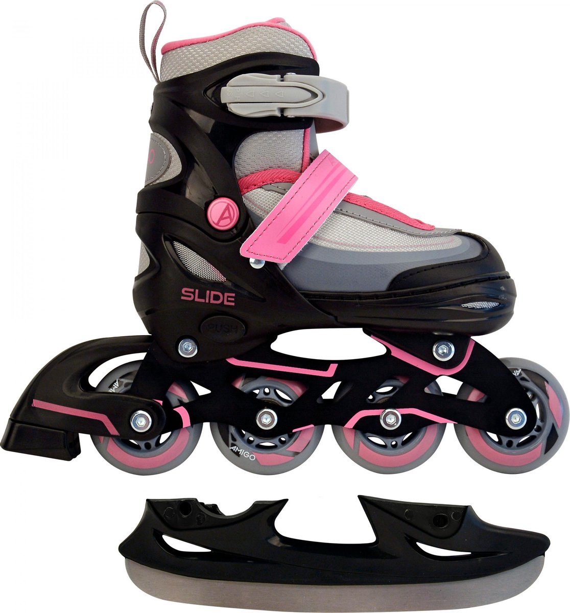 Amigo Skates 2-in-1 Slide Meisjes Polypropyleen/roze Mt 34/37 - Zwart