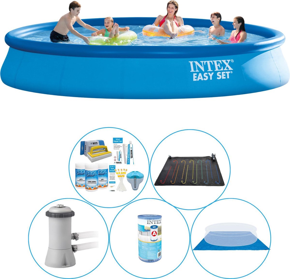 Intex Zwembad Combi Deal - 6-delig - Easy Set Rond 457x84 Cm - Blauw