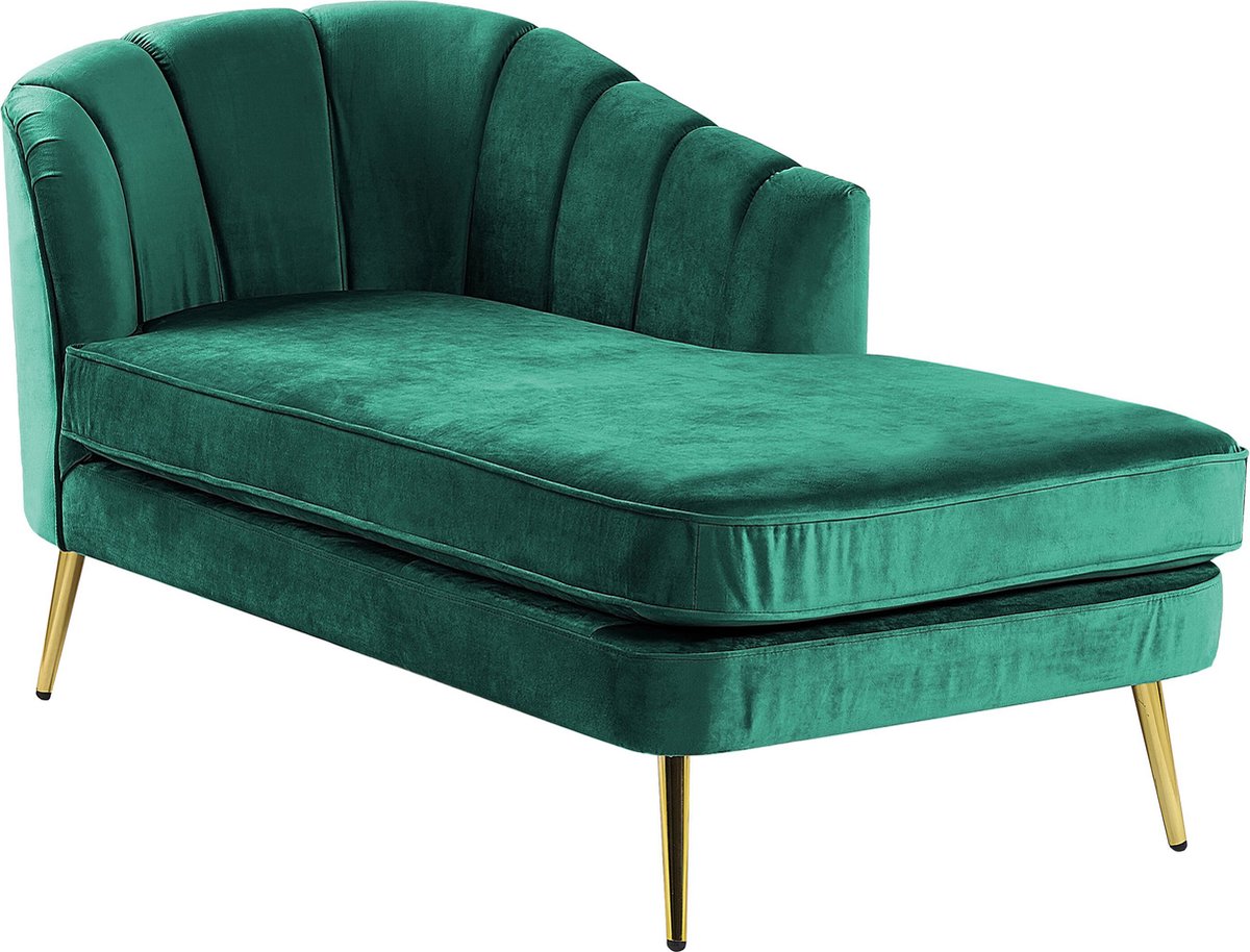 Beliani Allier - Chaise Longue--fluweel - Groen