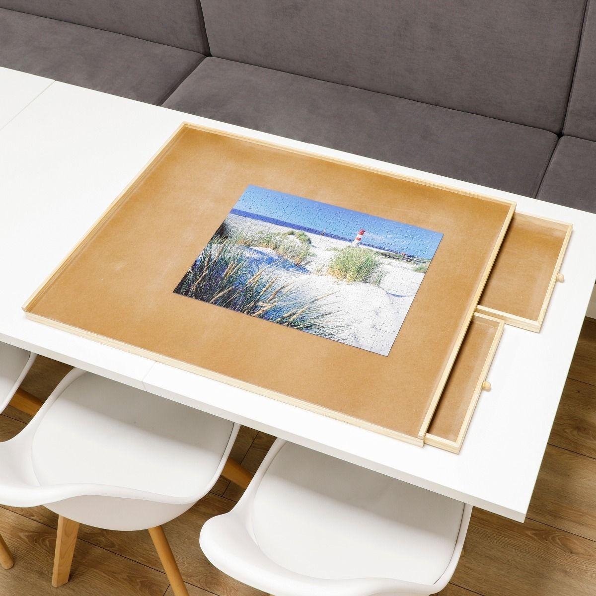 Puzzelplaat Met Lades - Gemakkelijk Je Puzzel Opruimen - 76x57 Cm - Bruin