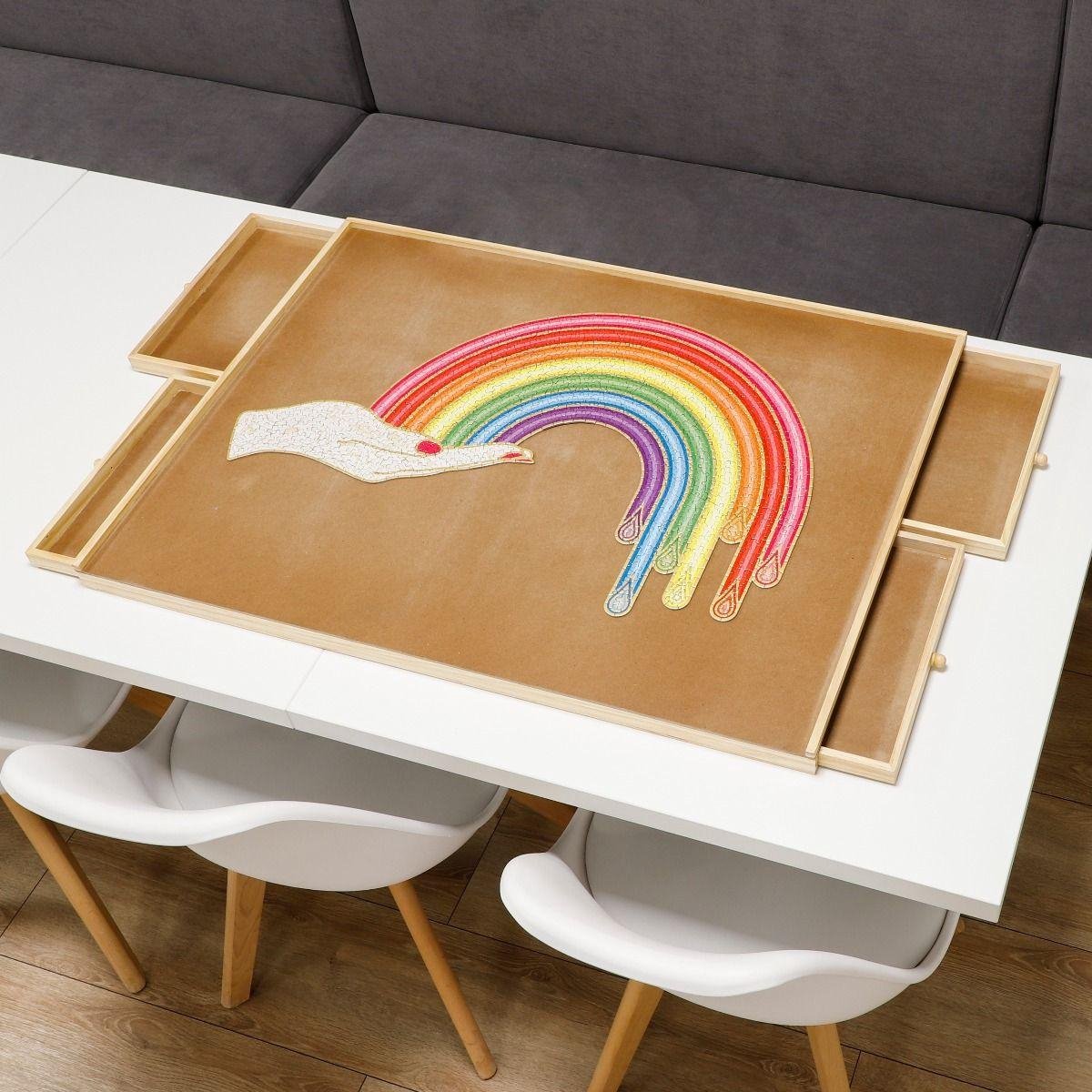 Puzzelplaat Met Lades - Gemakkelijk Je Puzzel Opruimen - 76x57 Cm - Bruin