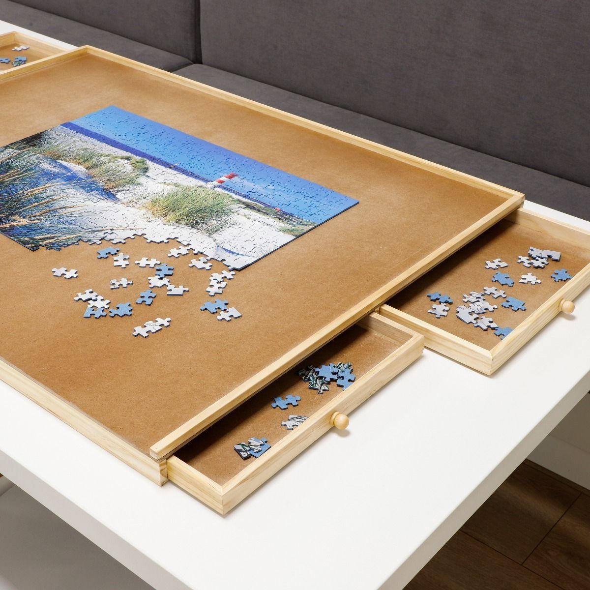 Puzzelplaat Met Lades - Gemakkelijk Je Puzzel Opruimen - 76x57 Cm - Bruin