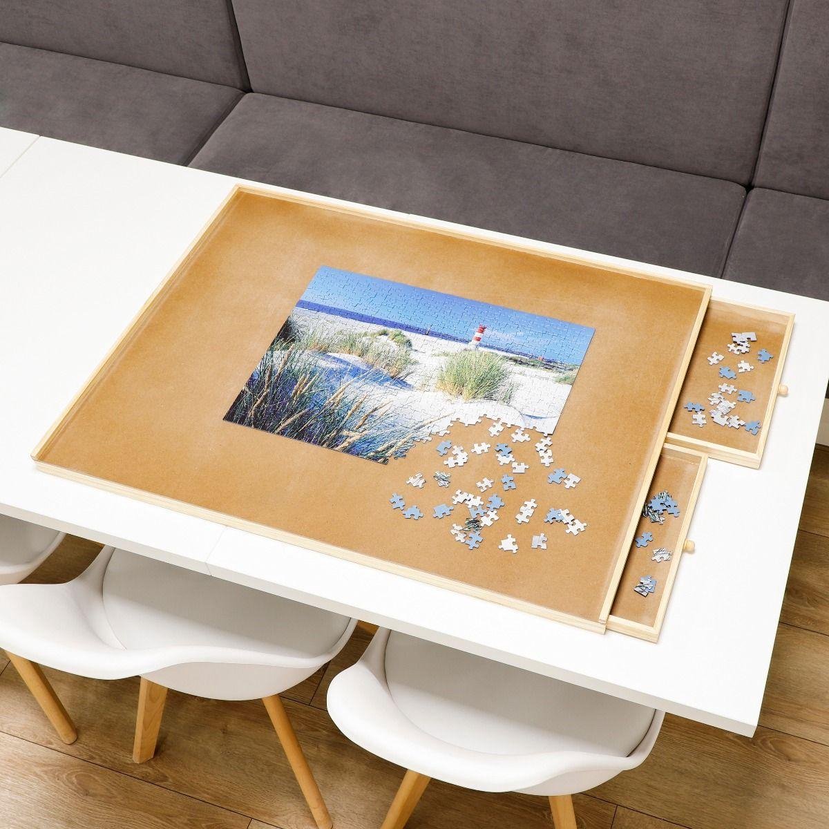 Puzzelplaat Met Lades - Gemakkelijk Je Puzzel Opruimen - 76x57 Cm - Bruin