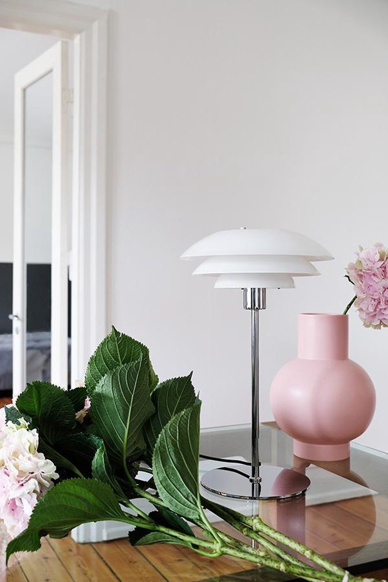 Dyberg Larsen Tafellamp Dl31 Opal Led 50 Cm E27 Staal 25w - Wit