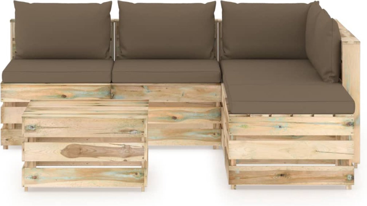 Vidaxl 6-delige Loungeset Met Kussens Geïmpregneerd Hout - Bruin