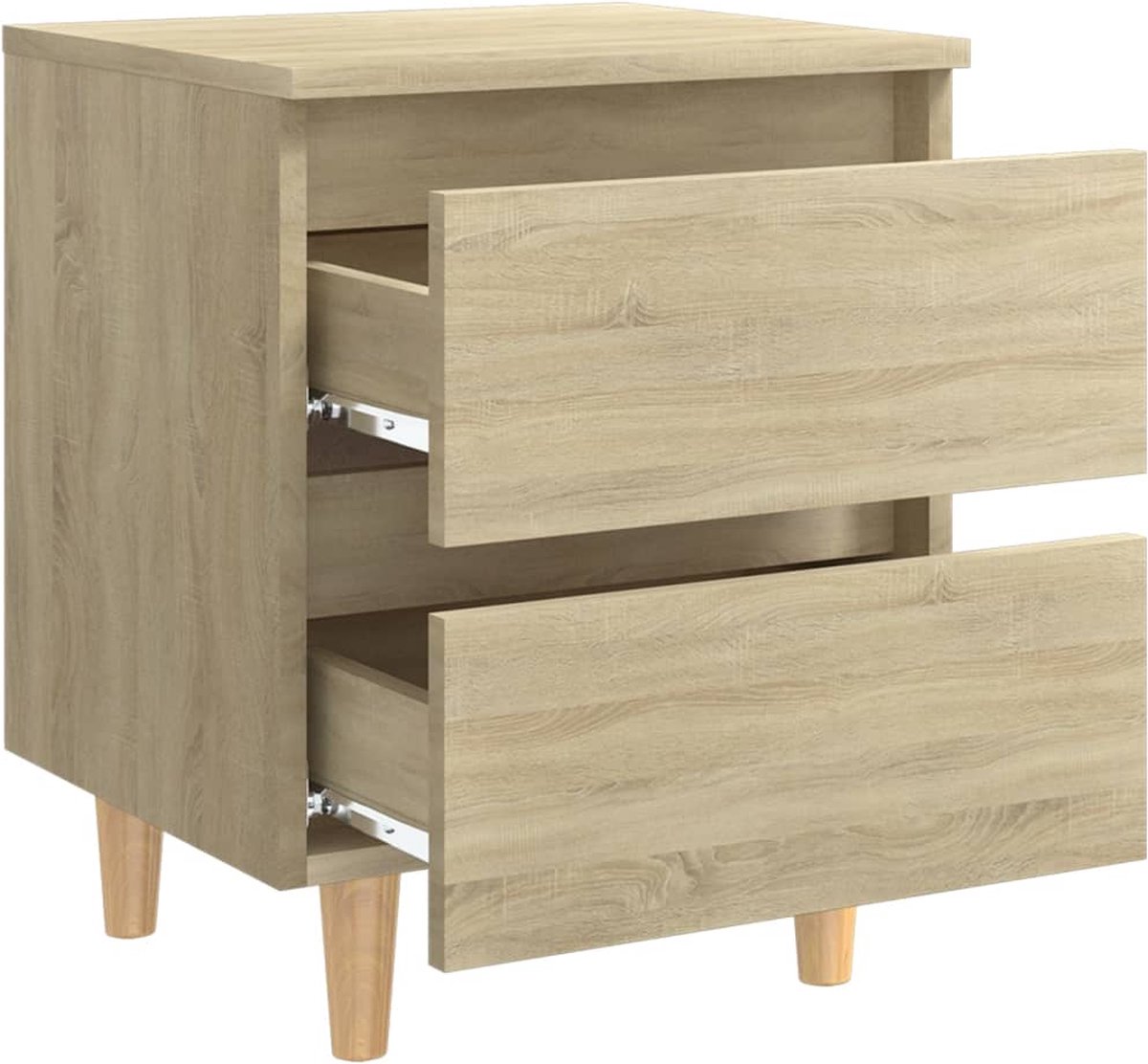 Vidaxl Nachtkastjes 2 St Met Houten Poten 40x35x50cm Sonoma Eikenkleur - Bruin