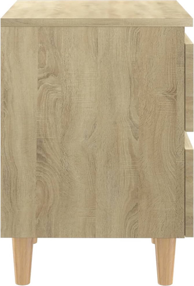 Vidaxl Nachtkastjes 2 St Met Houten Poten 40x35x50cm Sonoma Eikenkleur - Bruin