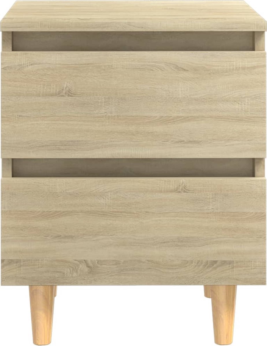 Vidaxl Nachtkastjes 2 St Met Houten Poten 40x35x50cm Sonoma Eikenkleur - Bruin