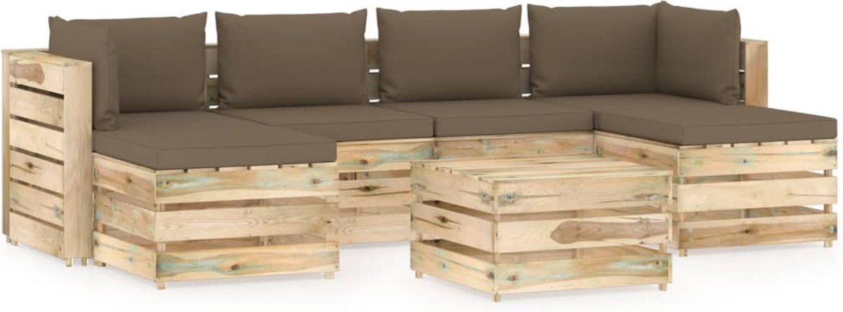 Vidaxl 7-delige Loungeset Met Kussens Geïmpregneerd Hout - Bruin