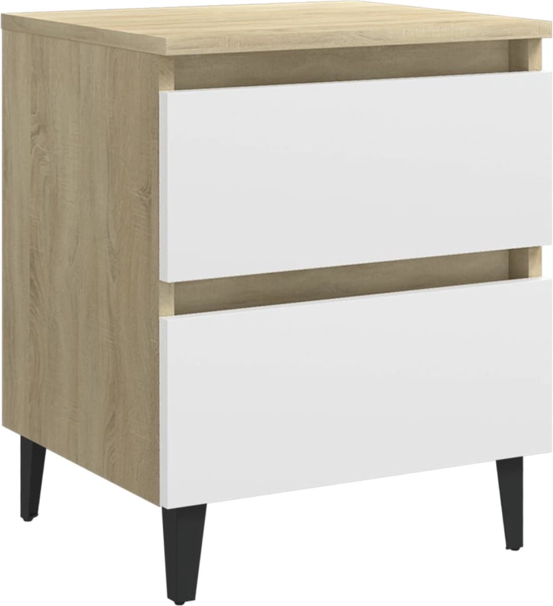 Vidaxl Nachtkastje 40x35x50 Cm Spaanplaat En Sonoma Eikenkleurig - Wit