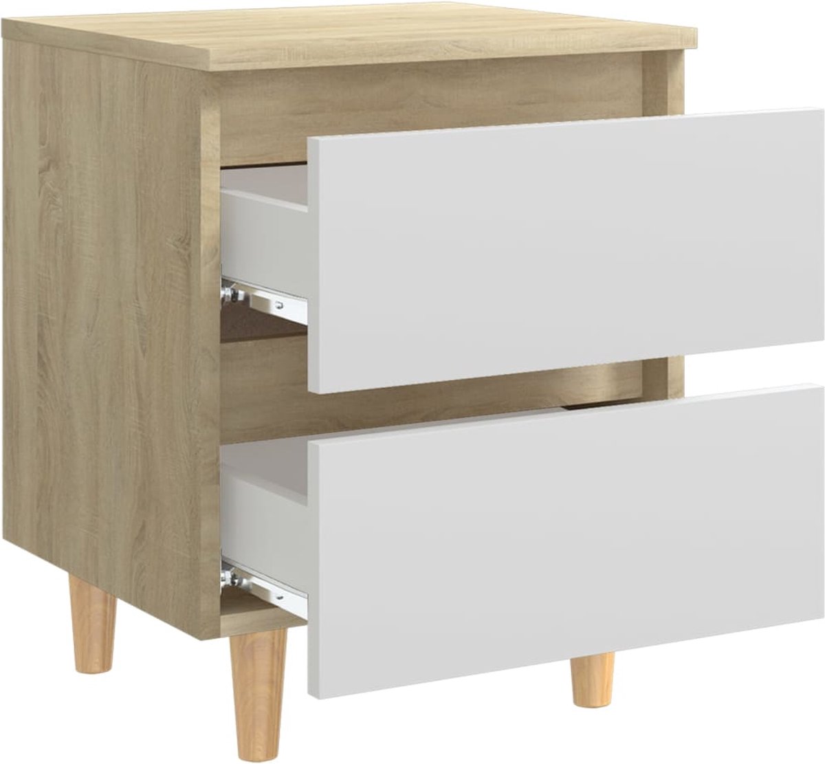 Vidaxl Nachtkastje 40x35x50 Cm Spaanplaat En Sonoma Eikenkleurig - Wit