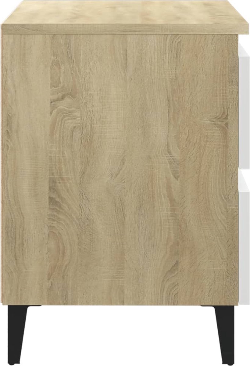 Vidaxl Nachtkastje 40x35x50 Cm Spaanplaat En Sonoma Eikenkleurig - Wit