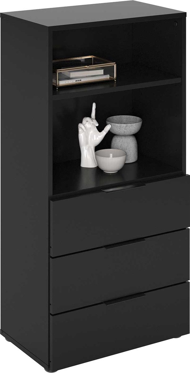 Fmd Dressoir Met 3 Lades En Open Schappen - Zwart