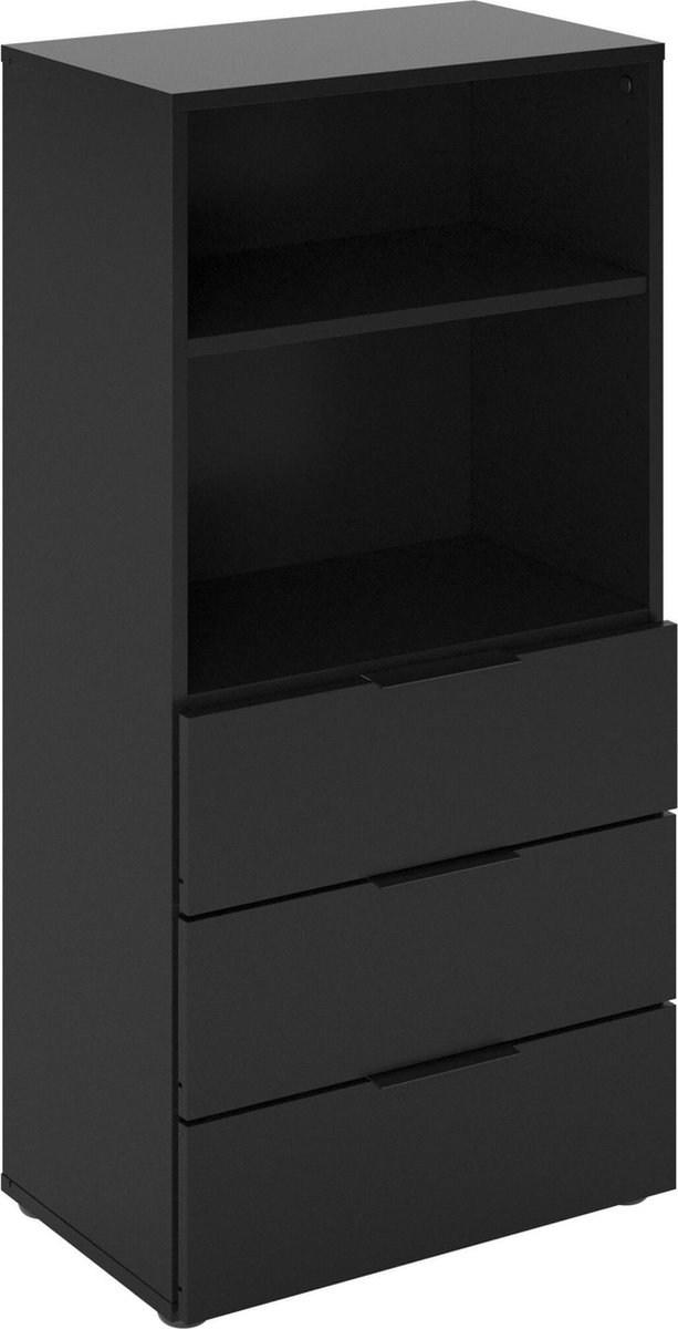 Fmd Dressoir Met 3 Lades En Open Schappen - Zwart