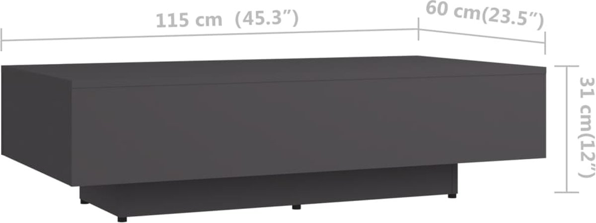 Vidaxl Salontafel 115x60x31 Cm Spaanplaat - Grijs
