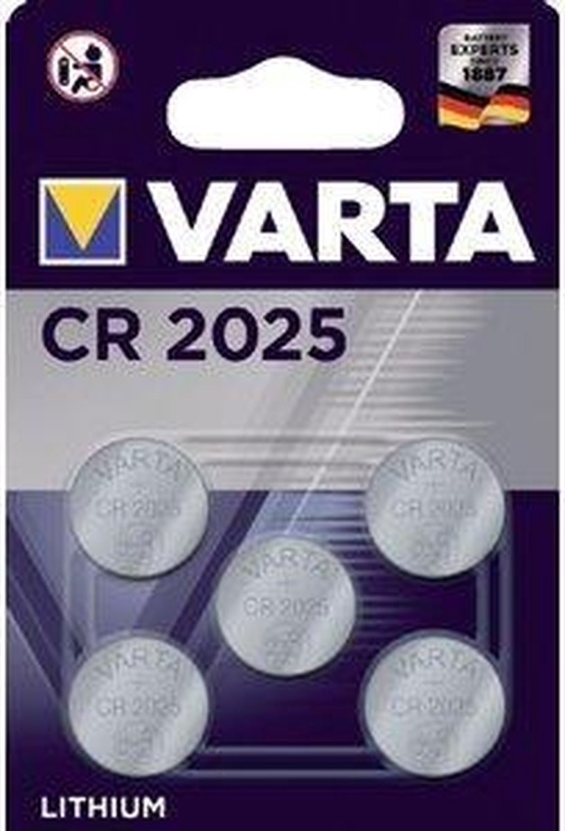 Varta Knoopcel Batterij Lithium Cr2025 Blister Van 5 Battterijen