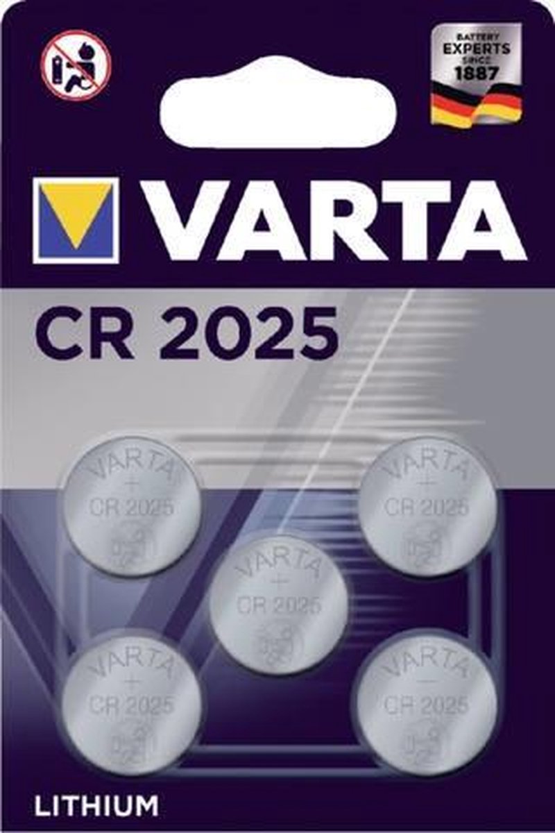 Varta Knoopcel Batterij Lithium Cr2025 Blister Van 5 Battterijen