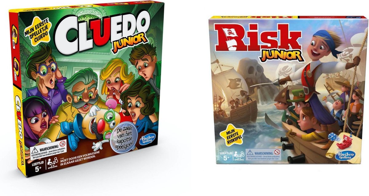 Hasbro Spellenset - Bordspel - 2 Stuks - Cluedo Junior & Risk Junior