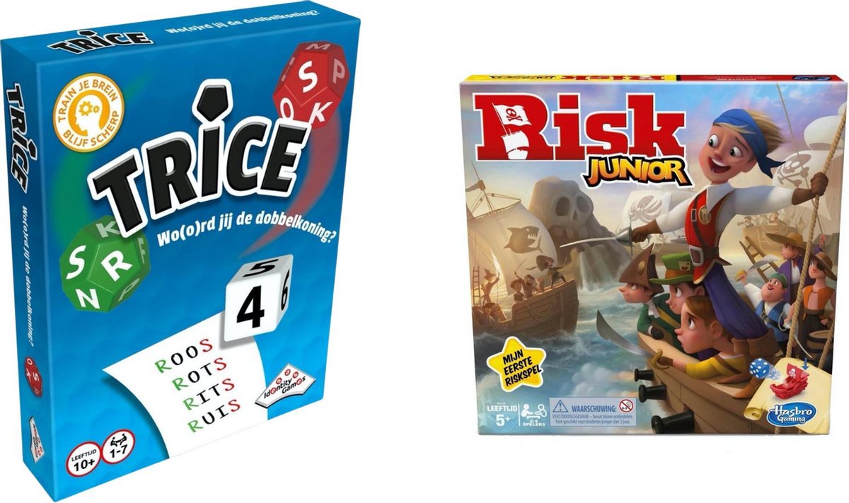 Hasbro Spellenset - Bordspel - 2 Stuks - Trice & Risk Junior