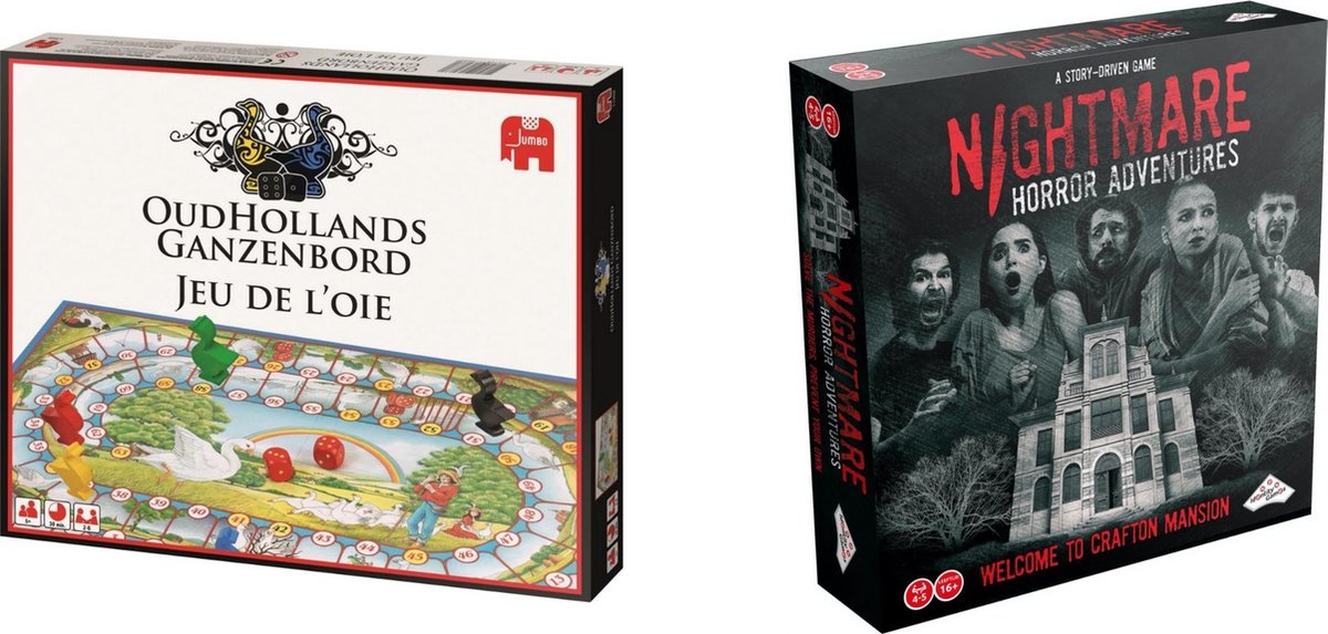 Spellenset - Bordspel - 2 Stuks - Ganzebord & Nightmare Horror Adventures