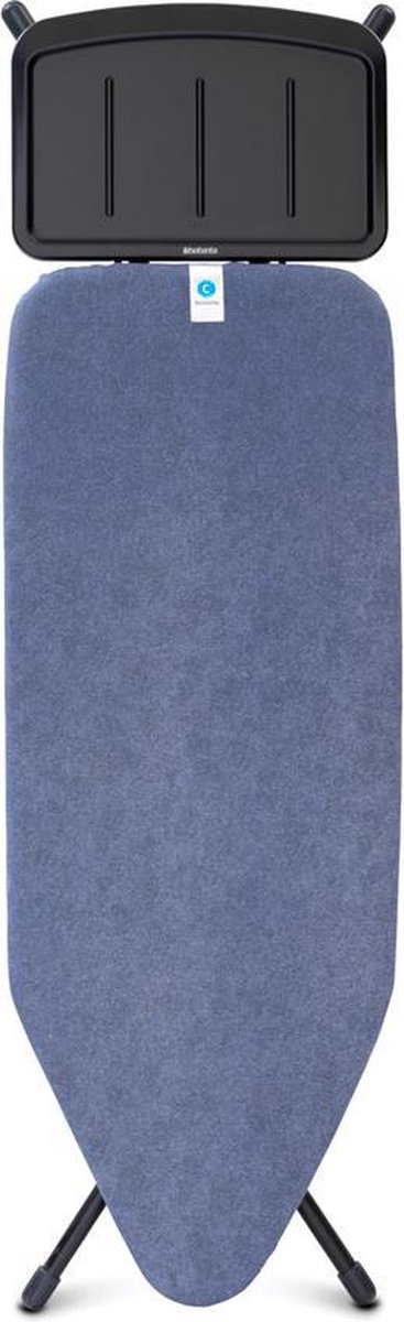 Brabantia Strijkplank C, 124x45 Cm Denim Blue Met Solide Stoomunithouder - Black - Blauw