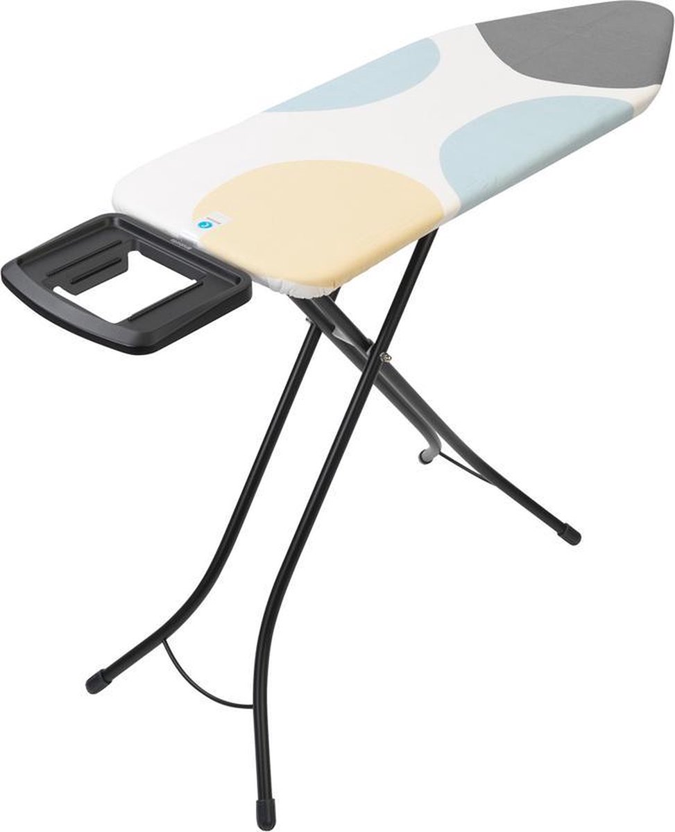 Brabantia Strijkplank C, 124x45 Cm Spring Bubbles Met Solide Strijkijzerhouder - Black - Grijs