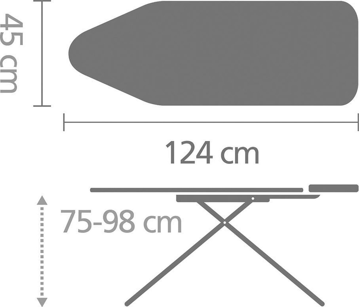 Brabantia Strijkplank C, 124x45 Cm Spring Bubbles Met Solide Strijkijzerhouder - Black - Grijs