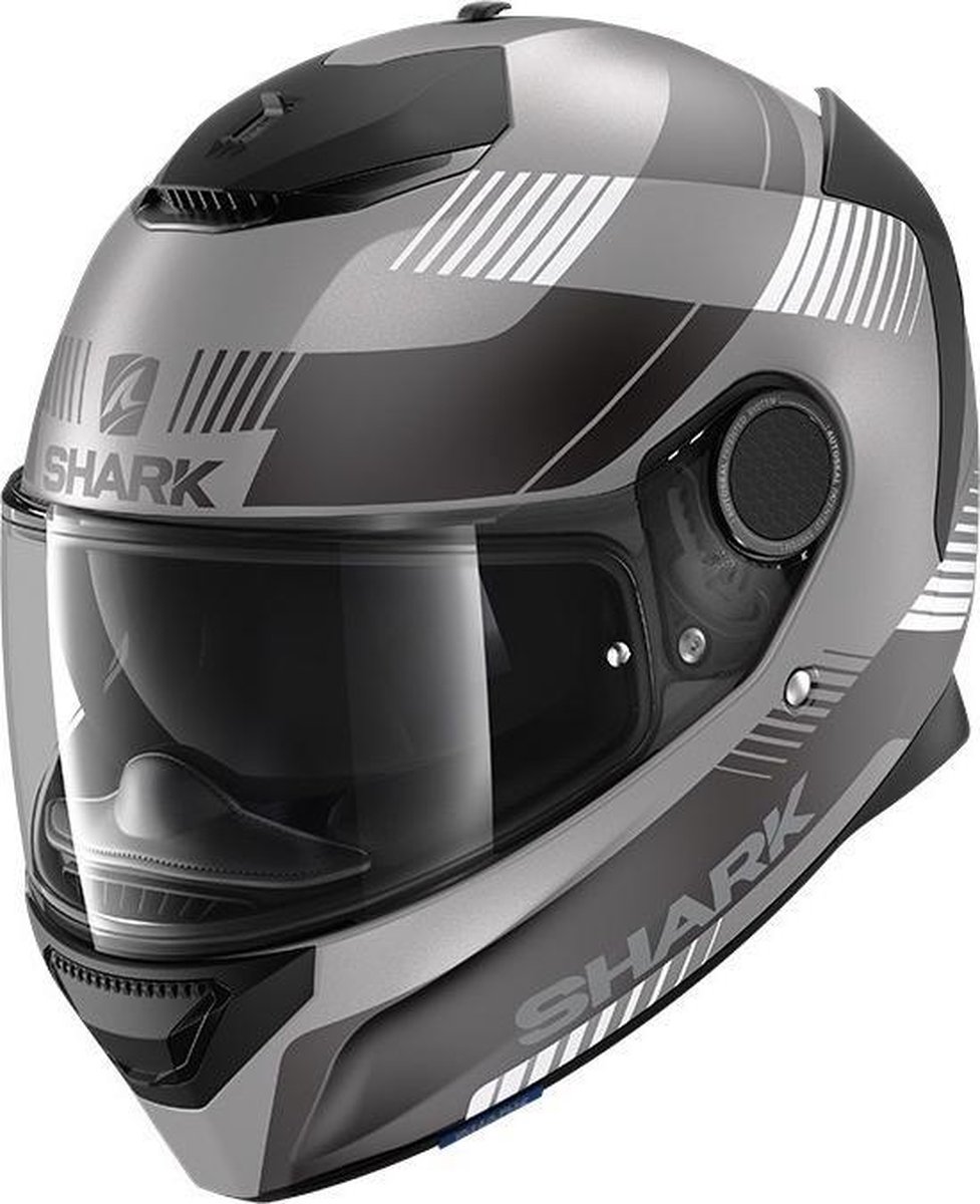 Shark Integraalhelm Spartan 1.2 Strad + Bivakmuts - Antraciet Zilver - Zwart