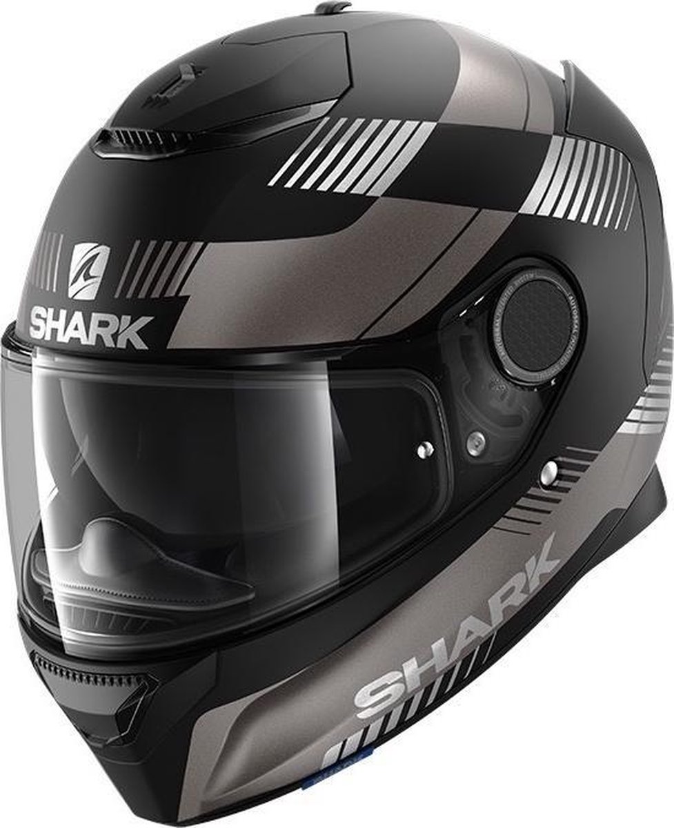 Shark Integraalhelm Spartan 1.2 Strad + Bivakmuts - Antraciet Zilver - Zwart