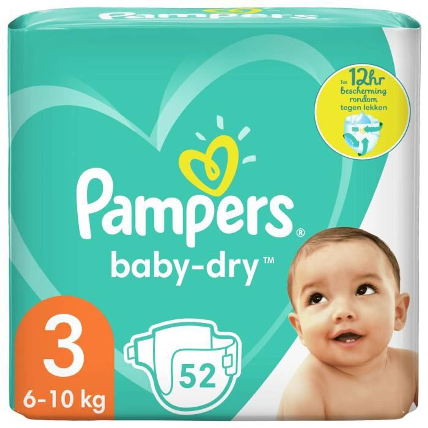 Pampers Baby-dry Maat 3, 52 Luiers