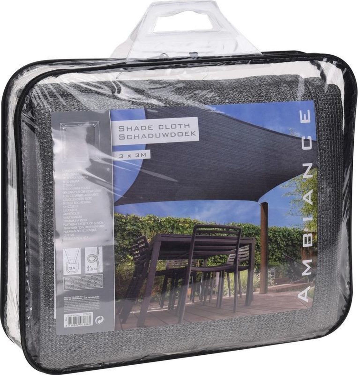 Schaduwdoek/zonnescherm Vierkant 3 X 3 Meter Inclusief Ophangaccessoires - Schaduwdoeken - Grijs
