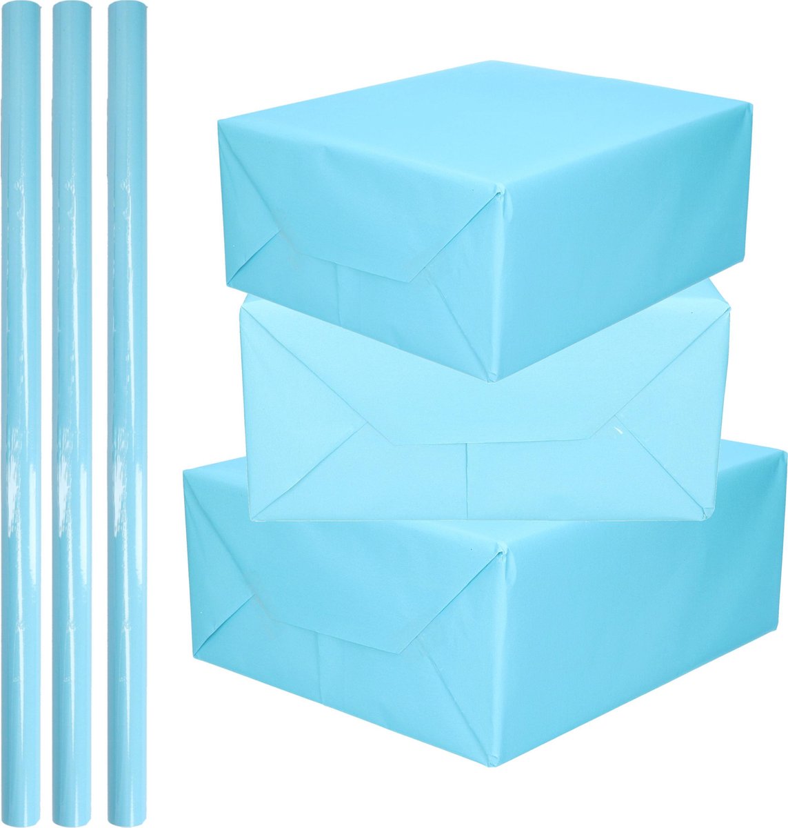 3x Rollen Kadopapier / Schoolboeken Kaftpapier Pastel 200 X 70 Cm - Kaftpapier - Blauw