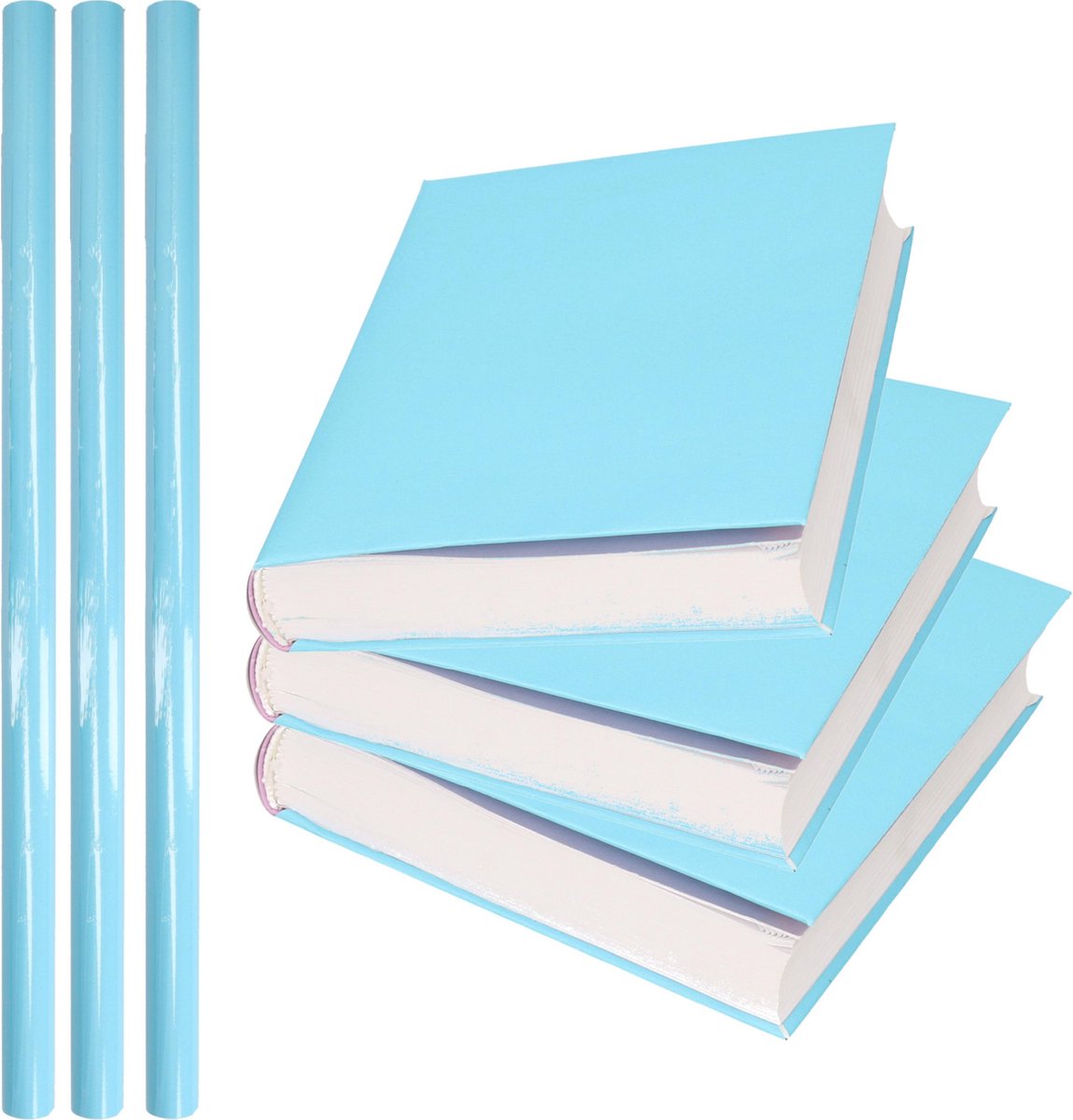 3x Rollen Kadopapier / Schoolboeken Kaftpapier Pastel 200 X 70 Cm - Kaftpapier - Blauw