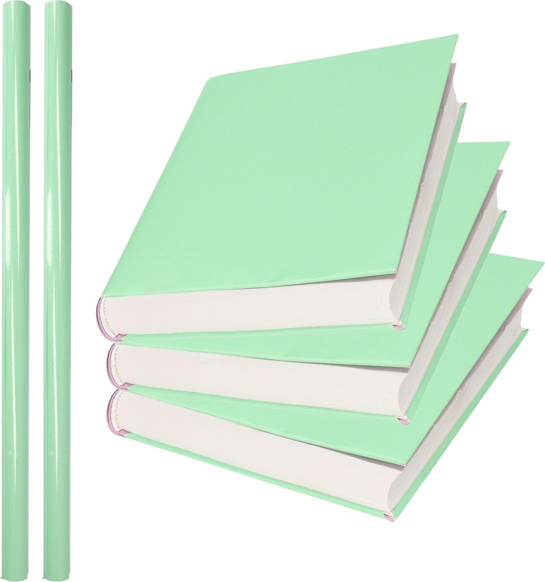 2x Rollen Kadopapier / Schoolboeken Kaftpapier Pastel 200 X 70 Cm - Kaftpapier - Groen