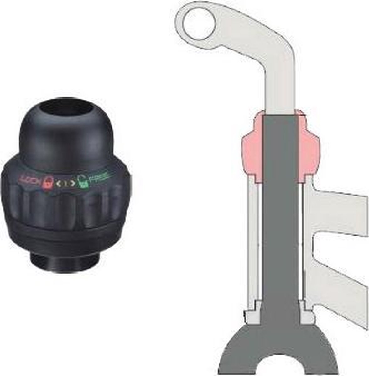 Balhoofdstel Met Geïntegreerd Stuurslot 1 1/8 Inch - Zwart