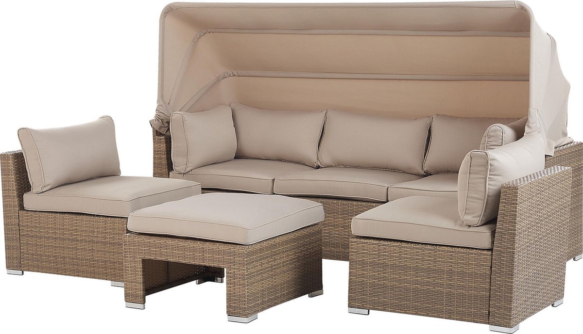 Beliani Coccolia - Loungeset--pe Rotan - Beige