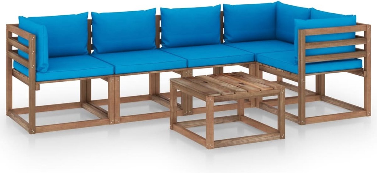 Vidaxl 6-delige Loungeset Pallet Met Kussens Geïmpregneerd Grenenhout - Bruin