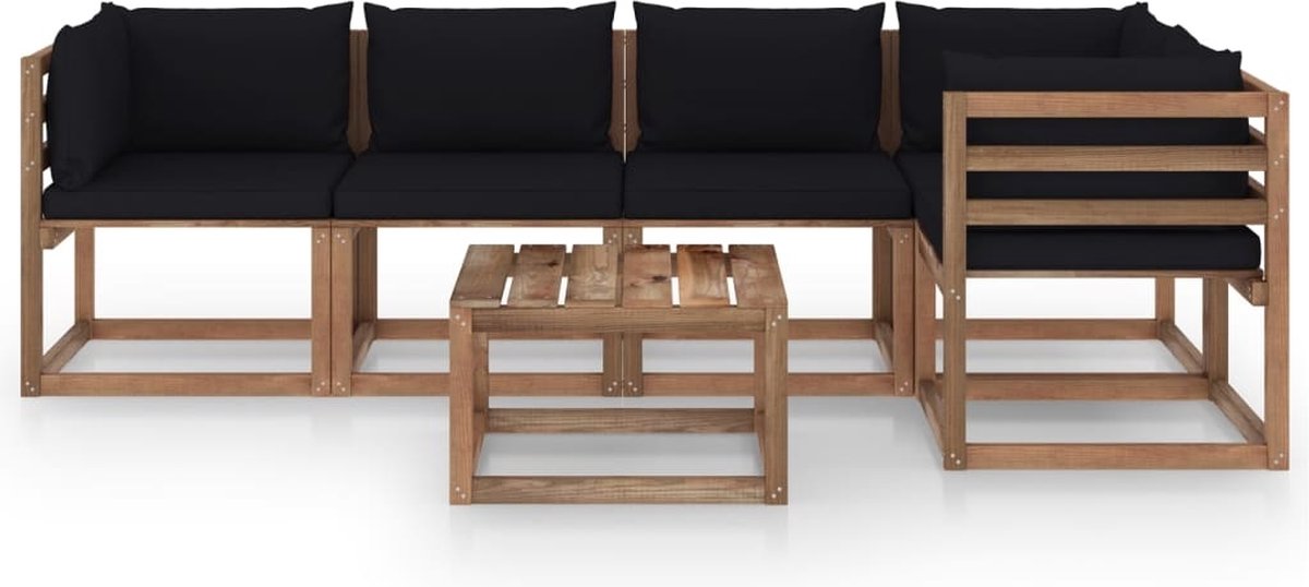 Vidaxl 6-delige Loungeset Pallet Met Kussens Geïmpregneerd Grenenhout - Bruin