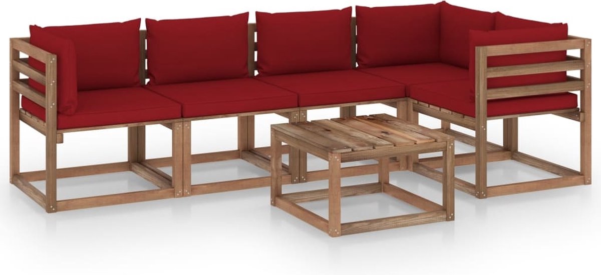 Vidaxl 6-delige Loungeset Pallet Met Kussens Geïmpregneerd Grenenhout - Bruin